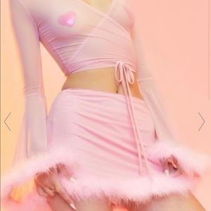Baby Pink Dolls Kill Sugar Thrillz Fun 2 piece skirt Set